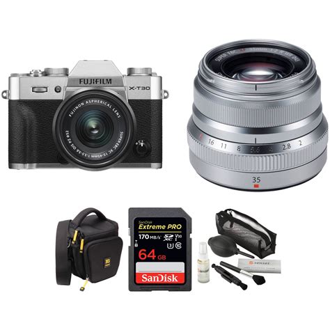 FUJIFILM X-T30 Mirrorless Digital Camera with 15-45mm and 35mm