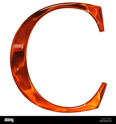 Uppercase Letter C The Extruded Of Glass With Pattern Flame Isolated