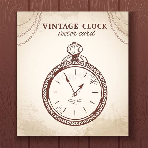 Old Vintage Pocket Watch Card Stock Vector - Illustration of pocket, border: 44291062