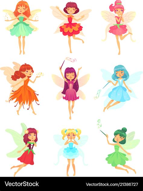 Cartoon fairies characters fairy creatures Vector Image