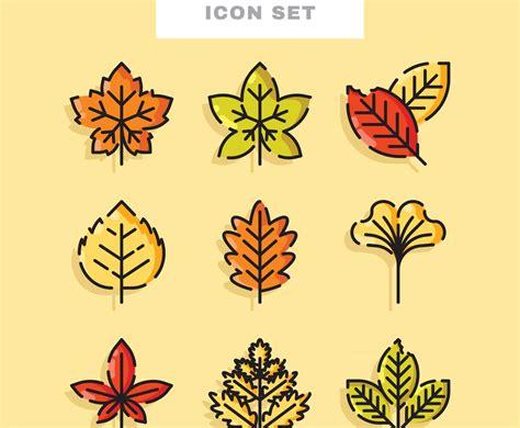 Autumn Leaves Icon Set Vector Art Graphics Freevector