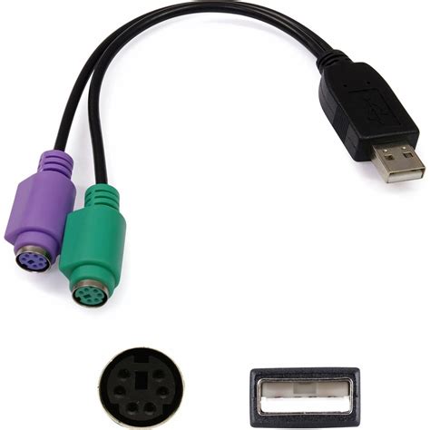 DNPAddOn USB2PS2 0.6' USB to Mini-DIN Keyboard/Mouse Adapter Gray ...