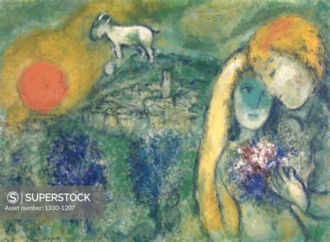 Lovers Of Vence By Marc Chagall Oil On Canvas 1957 1887 1985