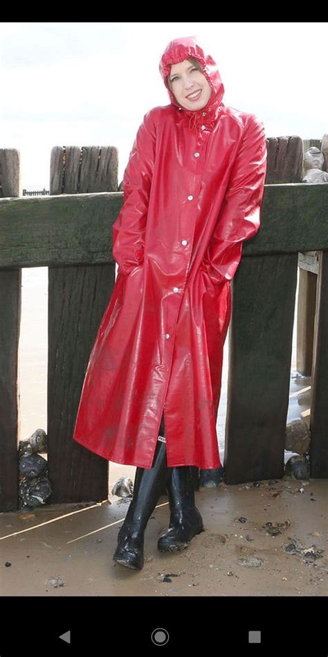 Pin By Rub Allo On Pvc Plastic Vinyl Nylon Rainwear Girl Red