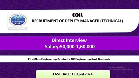 Ecil Deputy Manager Recruitment Salary Youtube