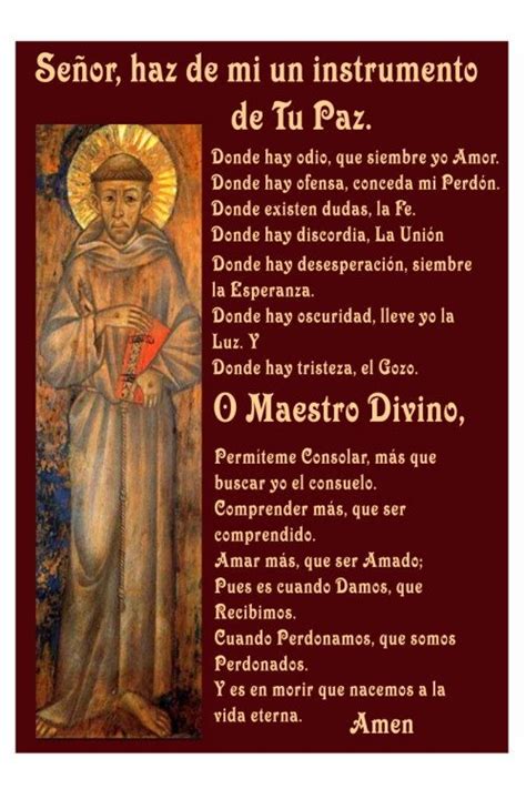 Spanish St Frances Prayer Oracion De San Francisco De Asis Spanish Prayers Strength In