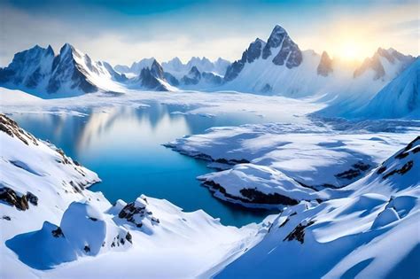 Premium Photo Fantastic Winter Landscape With Snowcapped Mountains