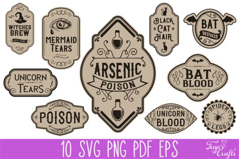 Halloween Potion Label Stickers Svg Pack Graphic By Anastasia Feya