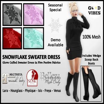 Second Life Marketplace - Snowflake Sweater Dress Set