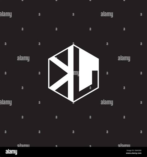 KL K L LK Logo Monogram Hexagon With Black Background Negative Space