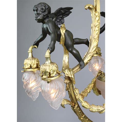 French Th Th Century Belle Poque Gilt And Patinated Bronze Cherub