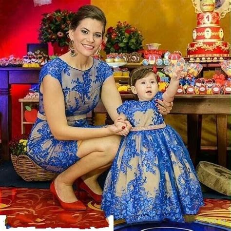 Azul real mãe filha vestido para bithday vestido família combinando