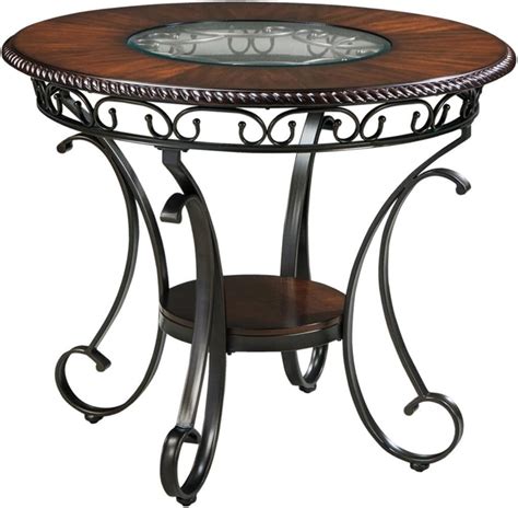 Signature Design By Ashley Glambrey Old World 44 Round Glass Top Counter Height