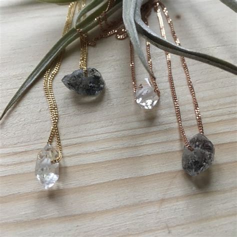 Herkimer Diamond Necklace April Birthstone Necklace Raw Etsy