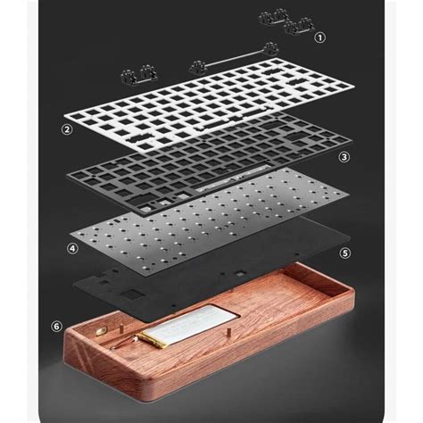 Soild Wood Wireless Mechanical Keyboard Kit Walnut Rosewood Noise Reduction Form Hot