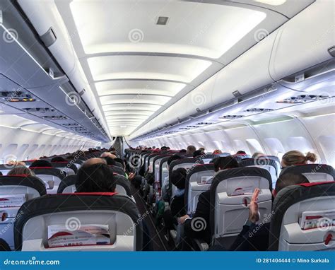 Interior Of Airbus A320 Aircraft Of Austrian Airline Transportation