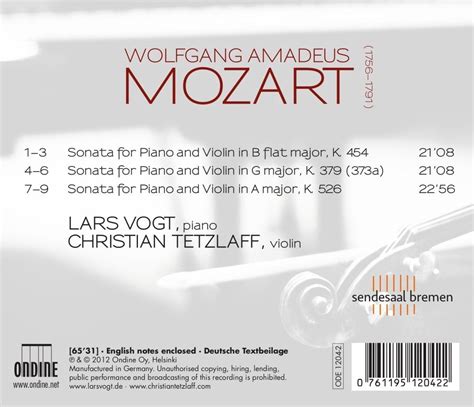 Lars Vogt Christian Tetzlaff Mozart Sonatas For Piano And Violin