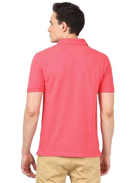 Coral Pink Plain Polo Collar T Shirt Edward Coral Pink