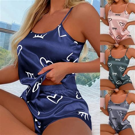 Conjunto De Pijama Sexy Con Estampado De Coraz N Para Mujer Ropa De