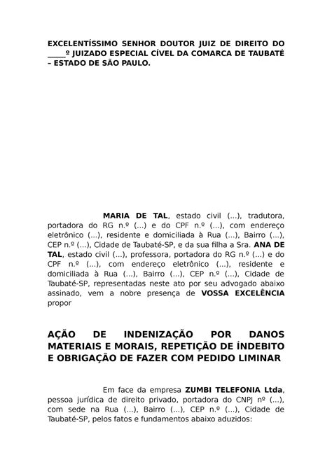 1ª Seção De Dir Const Petição ExcelentÍssimo Senhor Doutor Juiz