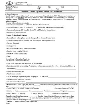 Fillable Online Extcontent Covenanthealth Admission Information Sheet