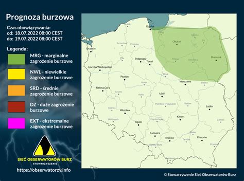 Prognoza burz Mapa burzowa gdzie jest burza Sieć Obserwatorów Burz