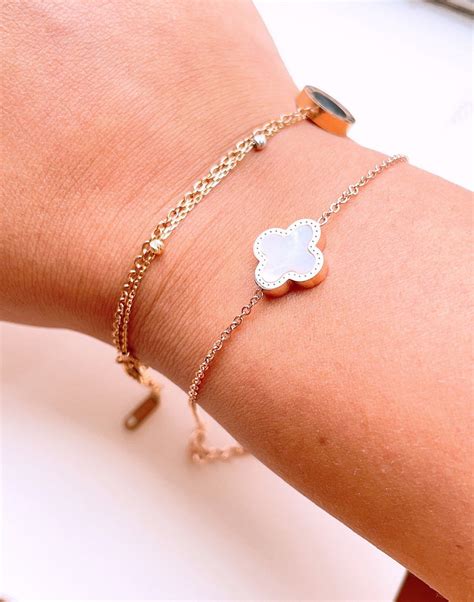 Four Leaf Clover Dainty Bracelet Etsy