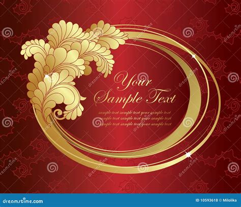 Elegance Gold Frame On Red Background Stock Vector Illustration Of