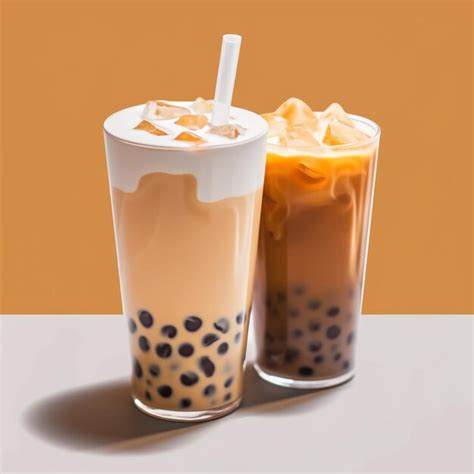 Premium AI Image | two cups of iced tea with a straw and a straw