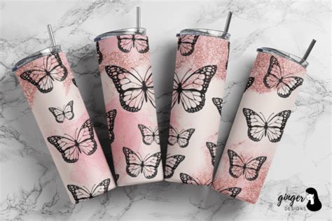 Butterfly Glitter 20 Oz Skinny Tumbler Graphic By Gingerdesign