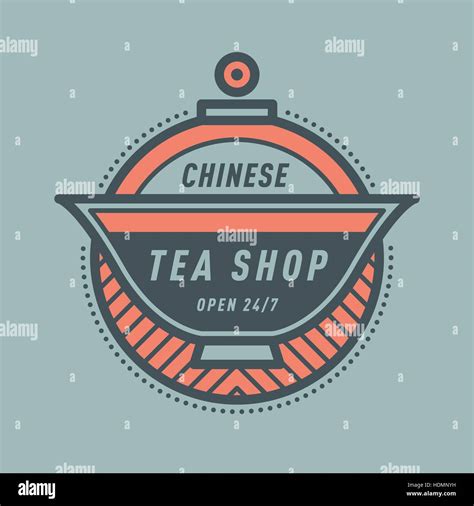 Logo For Chinese Tea Shop Monogram Badge Icon Vector Tea Shop Sign