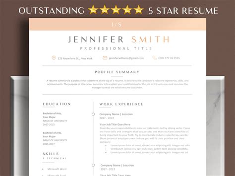 Resume Template Google Docs, Modern Resume Template Word, Simple Resume ...