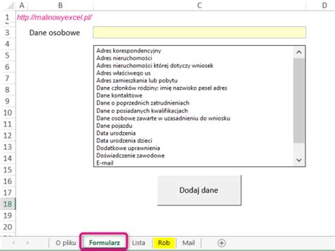 Lista Wielokrotnego Wyboru Ods Ona Malinowy Excel