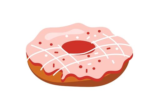 Premium Vector Donut With Pink Glaze And Sugar Powder Vector