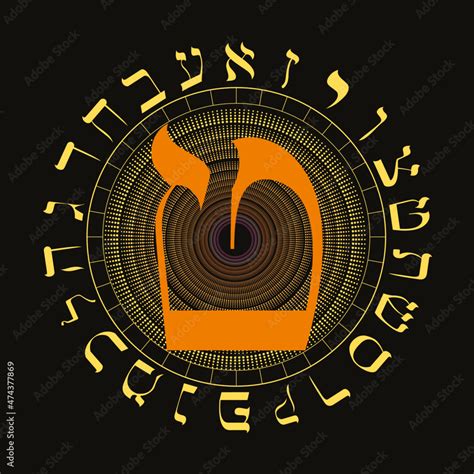 Vector illustration of the Hebrew alphabet in circular design. Hebrew ...