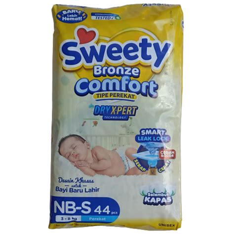 SWEETY Bronze Comfort Nbs 44 Popok Bayi Baru Lahir Tipe Perekat Sekali