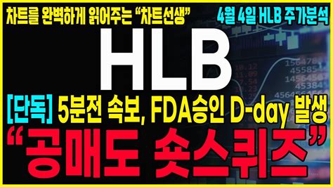 Hlb 에이치엘비 긴급공시 5분전 속보 Fda 전시상황 기다림은 길지만 올라가는건 한순간에 올라 갑니다 세력들은 결국