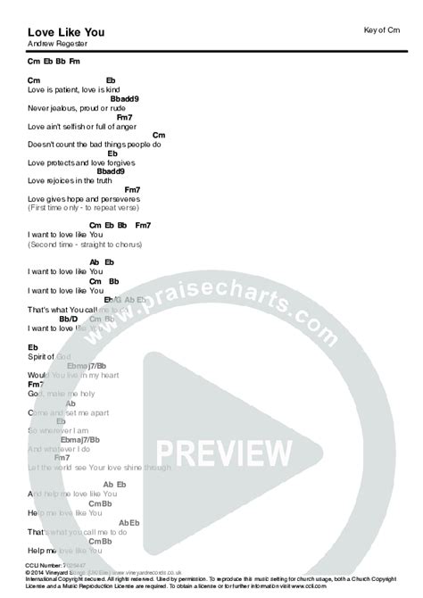 Love Like You Chords Pdf Vineyard Uk Nigel Hemming Katherine Speirs Praisecharts