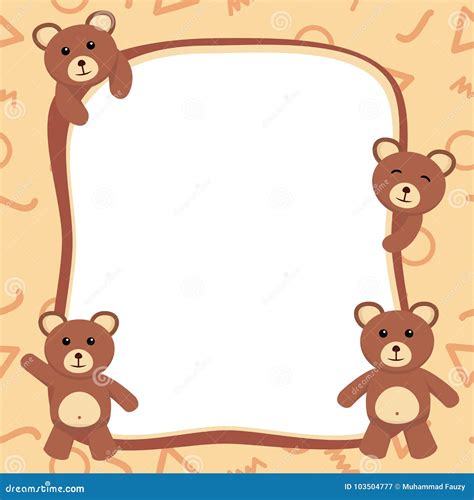 Cute Bear Photo Frame Cute Bear Card Template Stock Vector