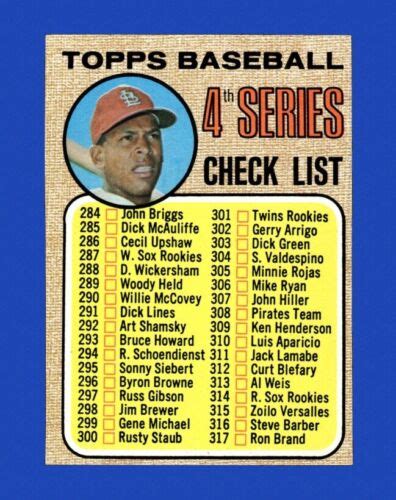 1968 Topps Set Break 278 Checklist 284 370 EX EXMINT GMCARDS EBay