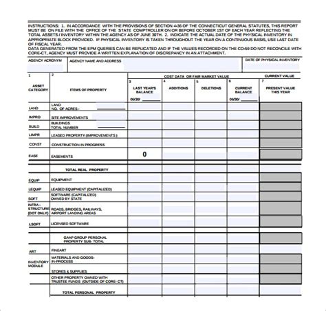 Sample Inventory Report Template