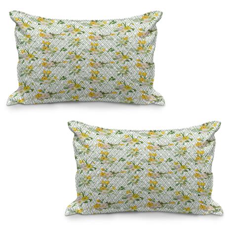 Watercolor Quilted Pillowcover Set Of Diamond Pattern Blooming