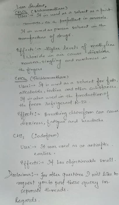 Uses and environmental effects of - dichloromethane, trichloromethane, tetrachloromethane ...