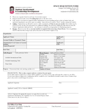 Fillable Online Niu Space Requisition Form Niu Edu Fax Email Print