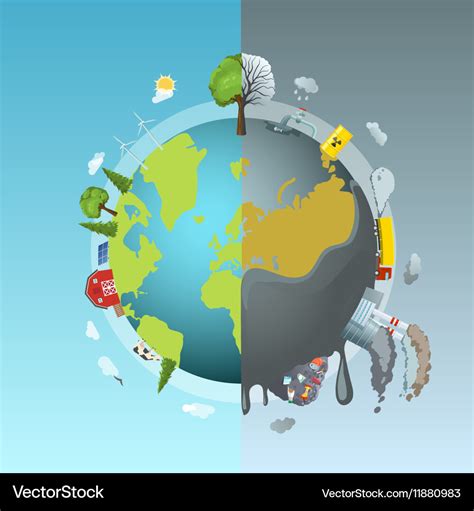 Environmental Pollution Round Concept Royalty Free Vector