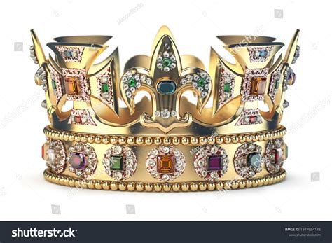 Gold Crown Jewels Isolated On White Stock Illustration