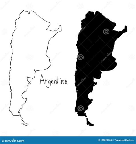 Outline And Silhouette Map Of Argentina Vector Illustration Ha Stock