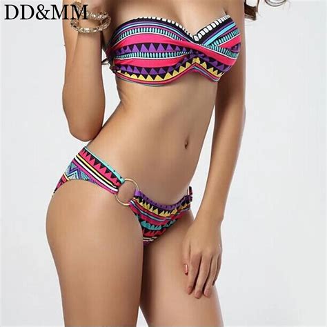 Ddandmm Sexy Halter Top Bikinis Women Swimwear Push Up Retro Female