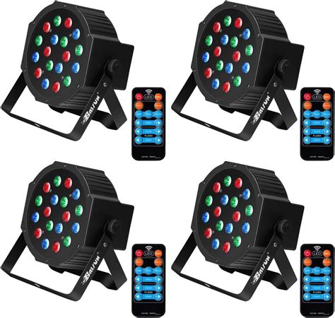 Paquete De 4 Luces De Escenario 18 Luces LED DJ RGB Par Luces