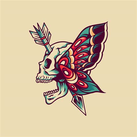 Skull Butterfly Retro Illustration 10232091 Vector Art at Vecteezy